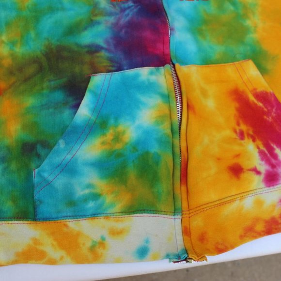 YOUTH MEDIUM TIE DYE HOODIE SWEATSHIRT ZIPPER ASSATEAGUE ISLAND EMBROIDERY - Picture 5 of 6